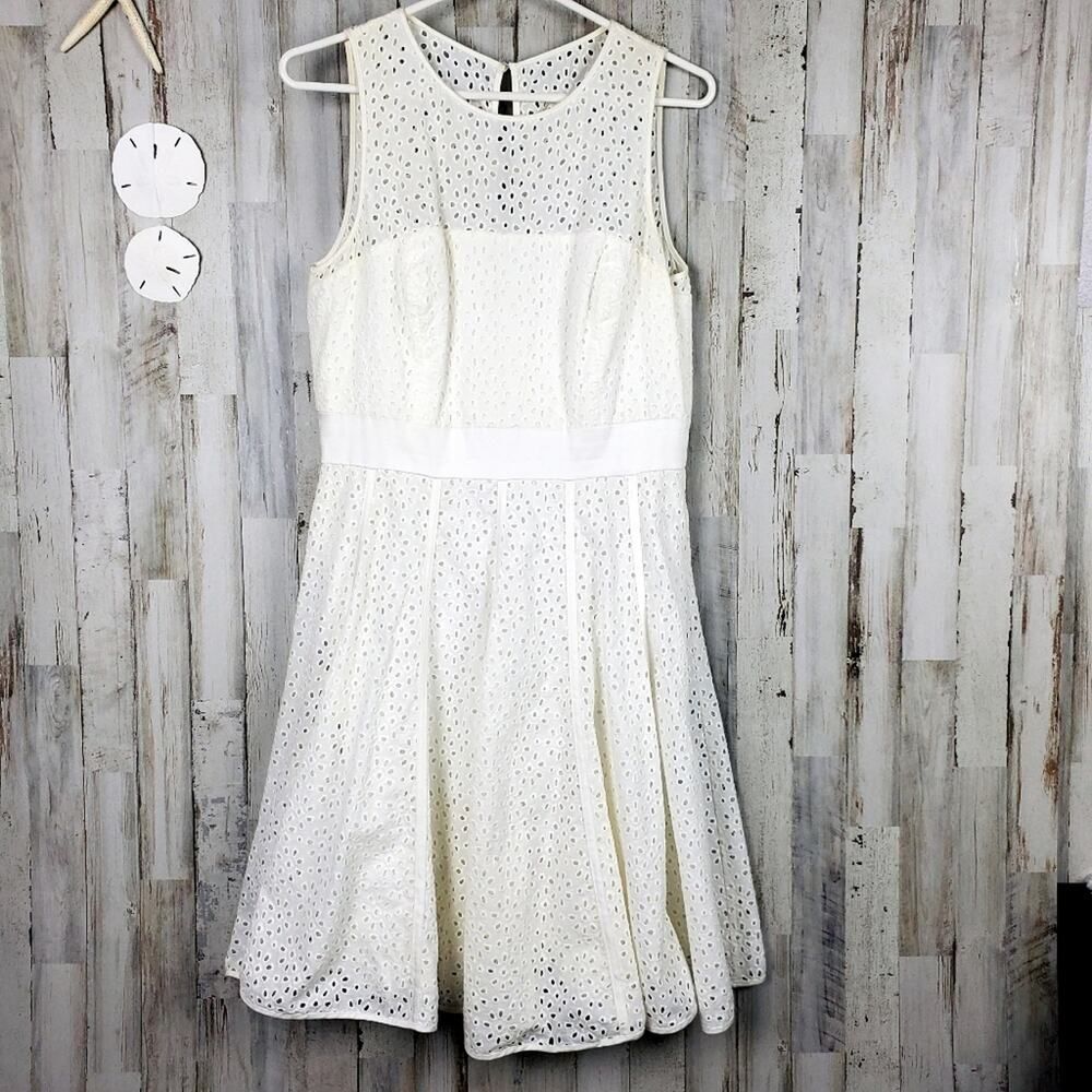 Eliza J White Eyelet Midi Dress 8